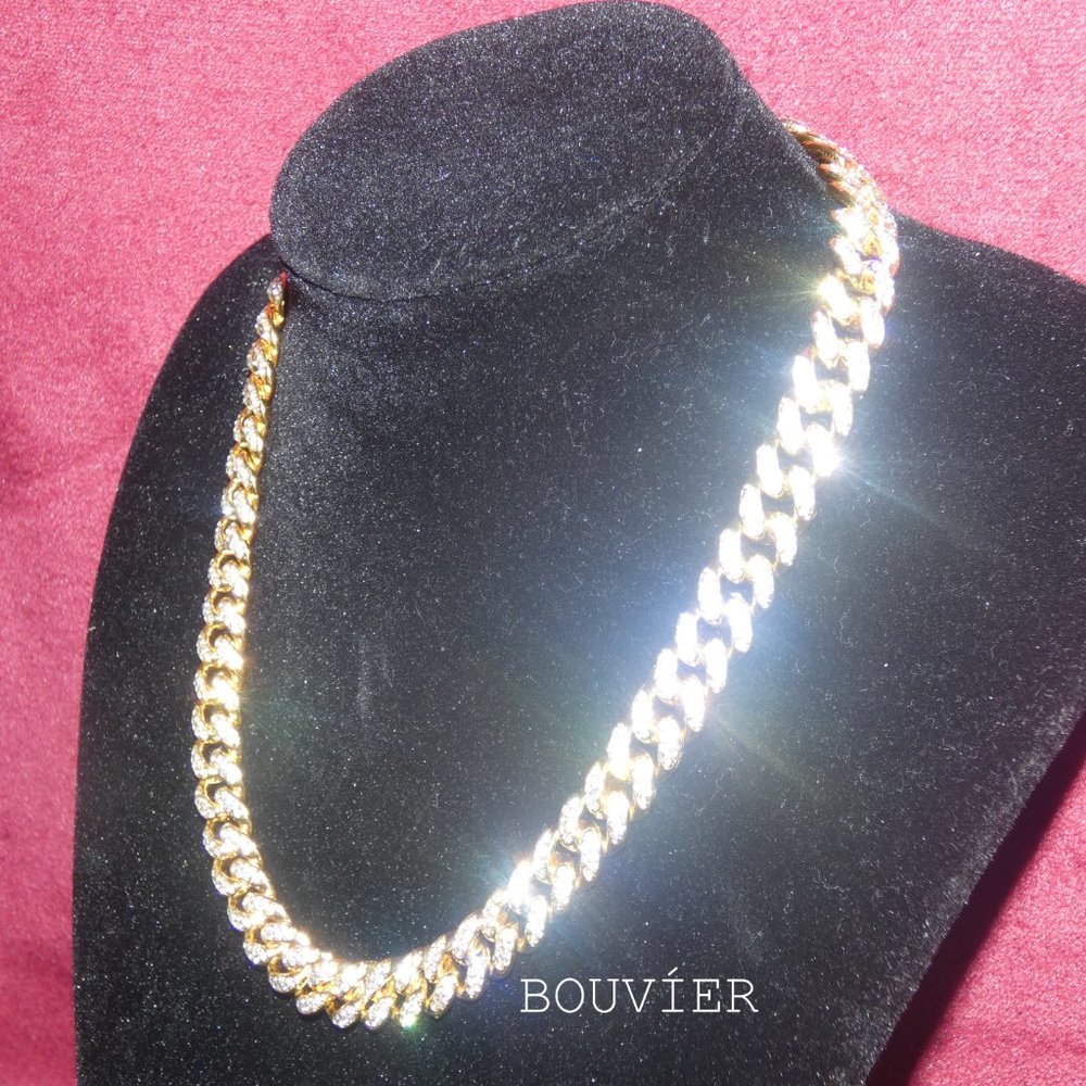 15mm 18K Solid Gold Diamond Miami Cuban Link Chain - Picture 2 of 3